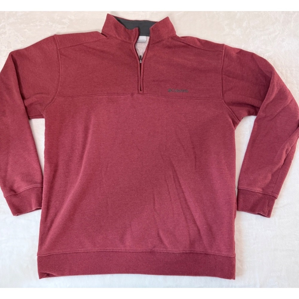 Columbia 1/4 Zip Fleece Pullover Mens Large Red Mock Neck Sweatshirt
